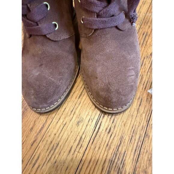Kate Spade New York Saundra Honey Brown Suede Lace Up Wedge Ankle Boot Size 7.5 - Picture 3 of 10